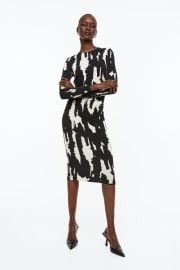 Gathered Bodycon Dress - Blackpatterned - Ladies HampM US at H&M